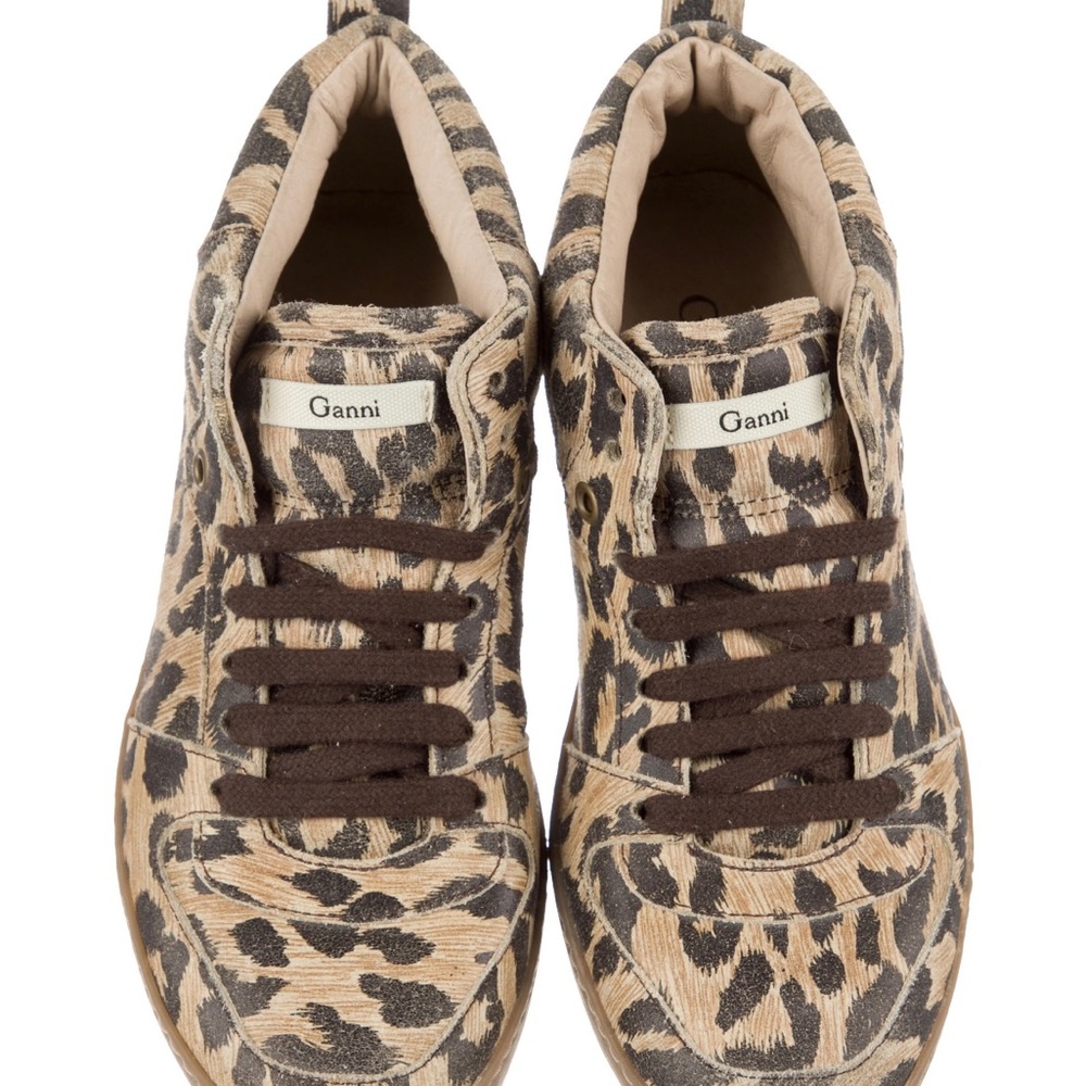 EUC GANNI Liberty Nubuck Leopard Print Sneakers 9/39 (runs small) !! Fits like 8